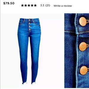 Loft Curvy High Rise Button Front Chewed Hem Jeans